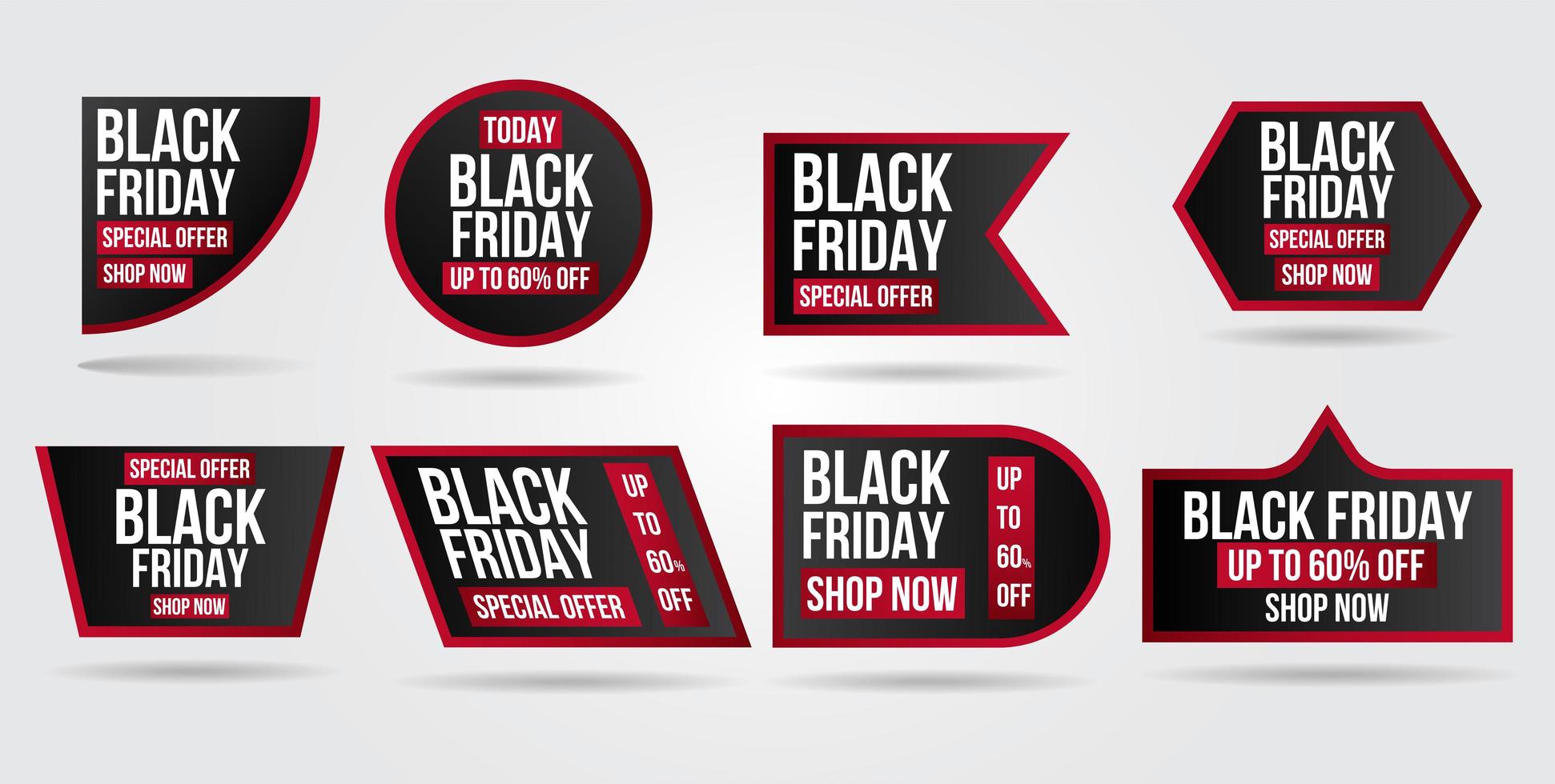 conjunto de banner de venta de viernes negro vector