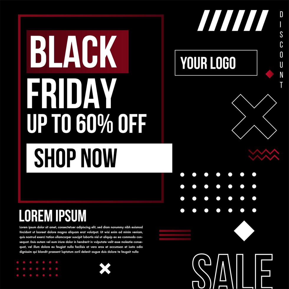 Black Friday geometric shape sale banner vector