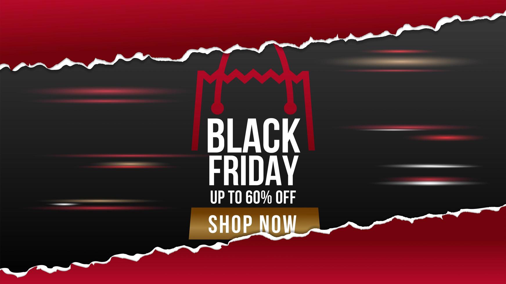 Black Friday ripped paper sale banner vector