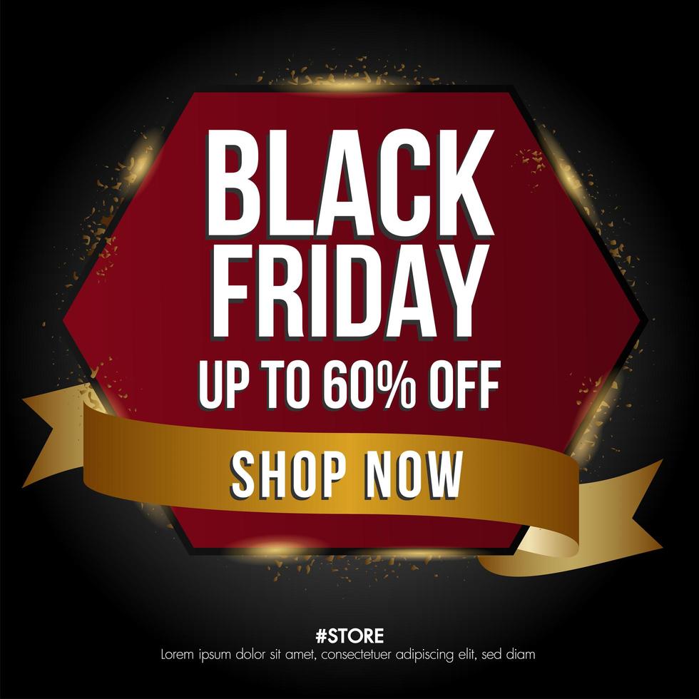 Black Friday sale banner hexagon and banner template vector