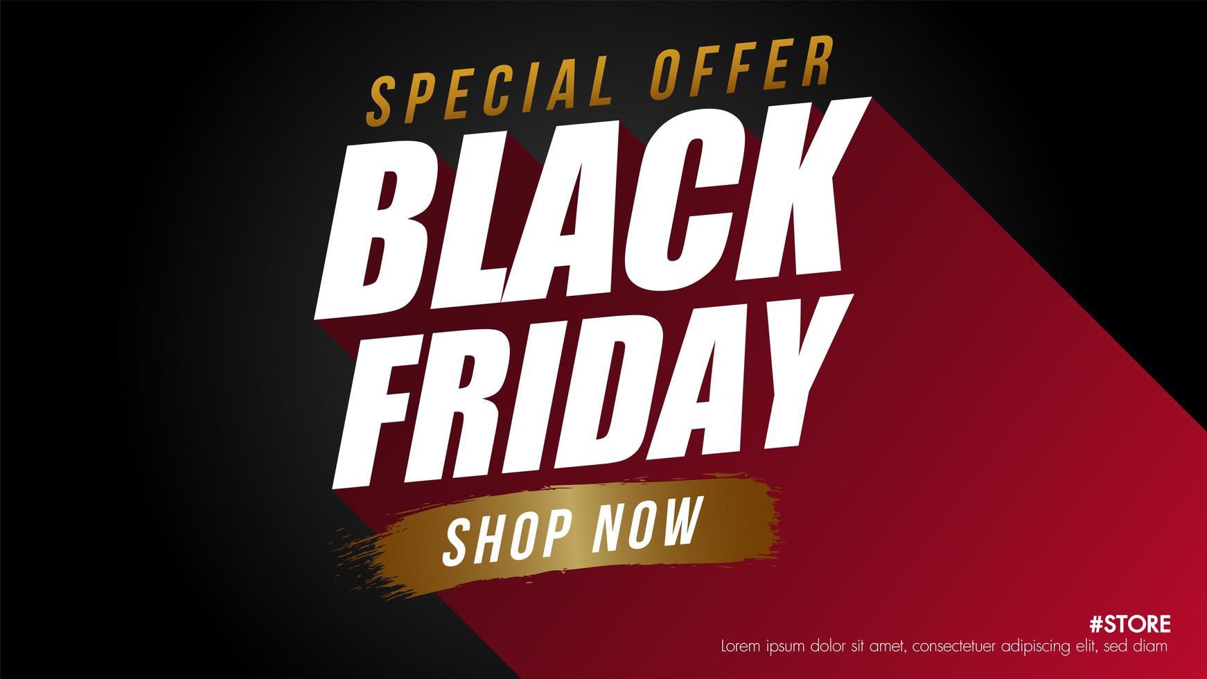 Red, black and gold Black Friday sale banner vector