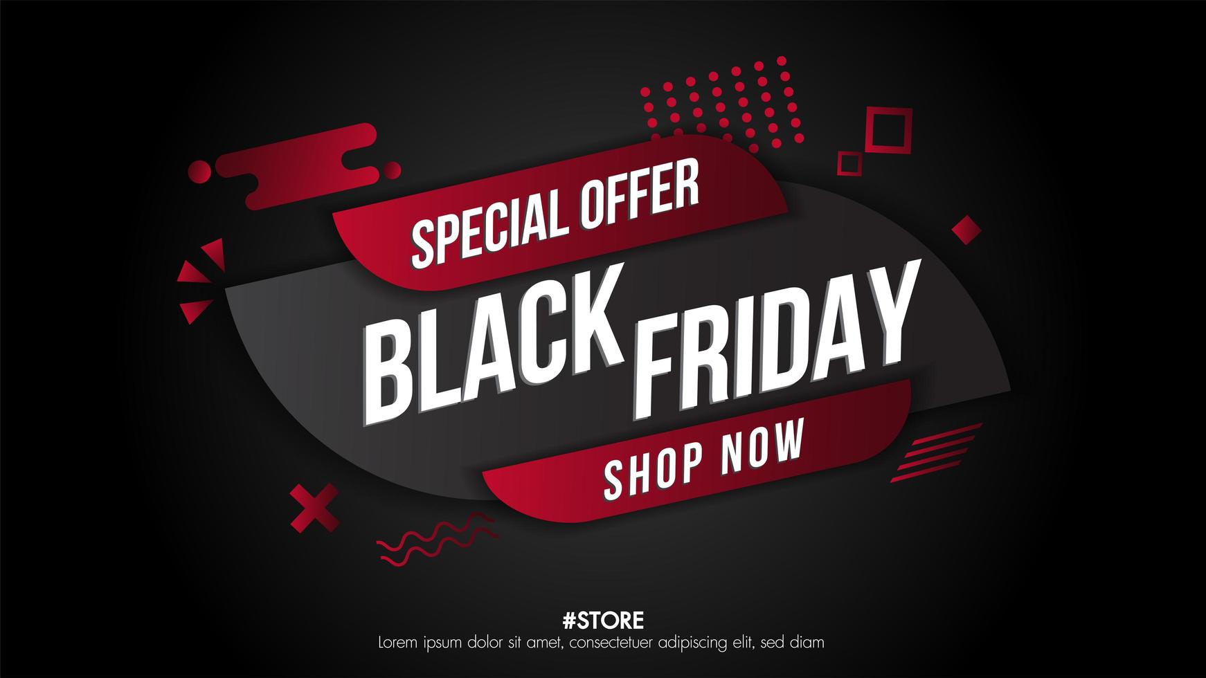 Black Friday geometric sale banner vector