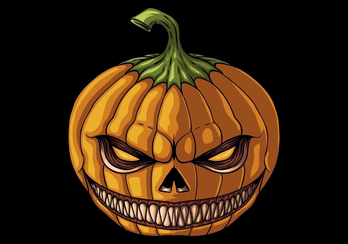 Halloween pumpkin with evil smile vector