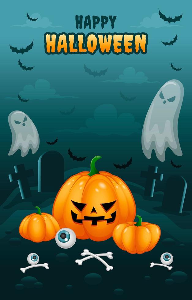 Scary Graveyard Halloween Poster vector