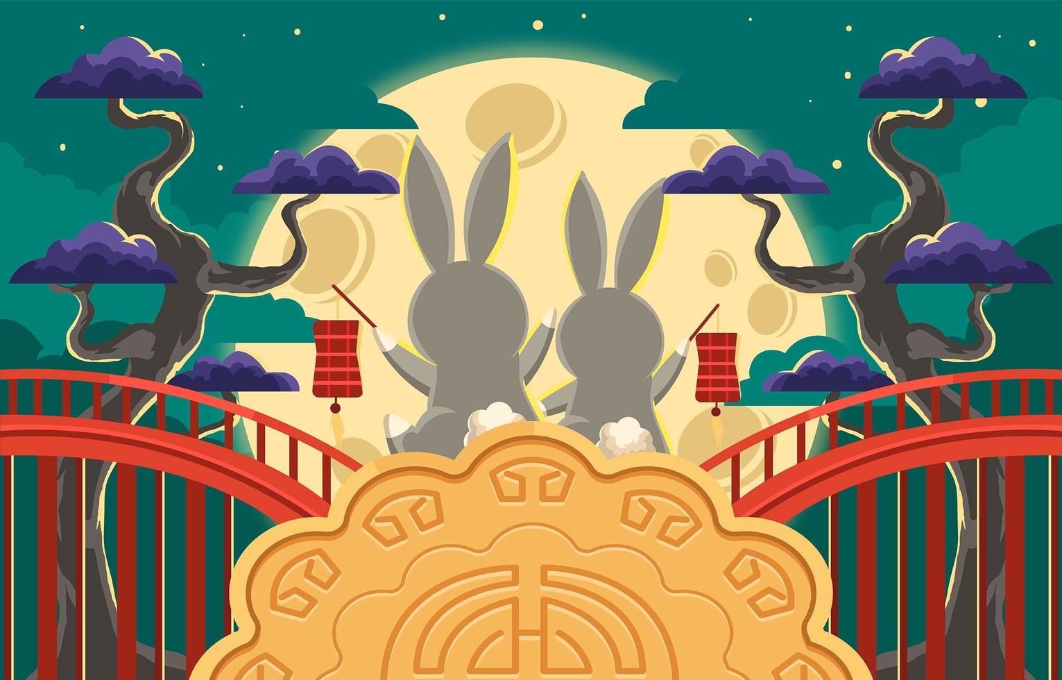 Share Your Happiness In Mid Autumn Festival vector