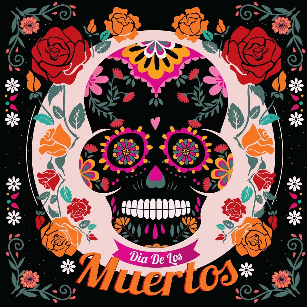 dia de los muertos ilustración de calavera de azúcar vector