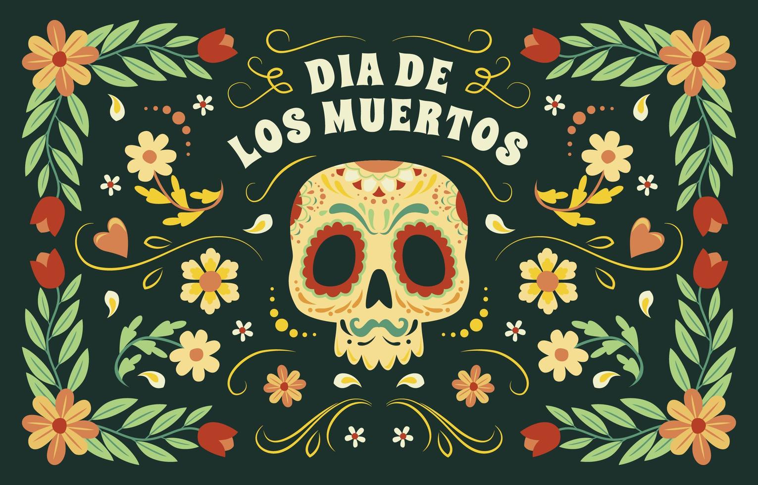 dia de los muertos fondo colorido vector