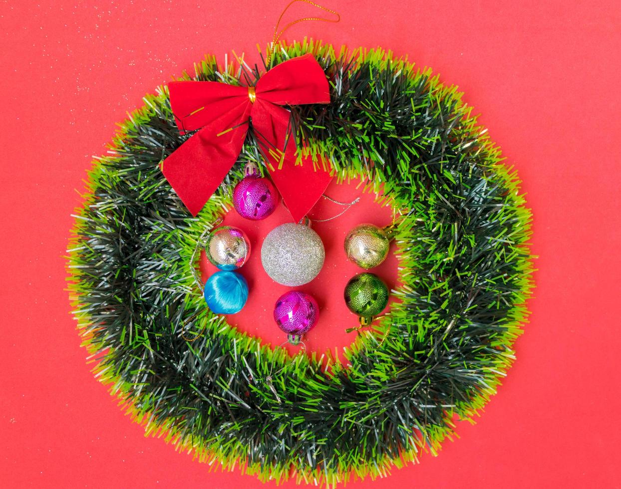 Christmas wreath with ornaments photo