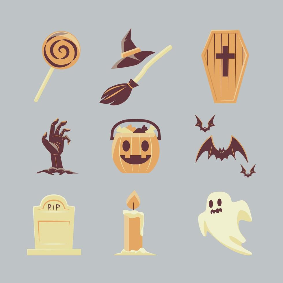 Halloween Icon Set in vintage style vector