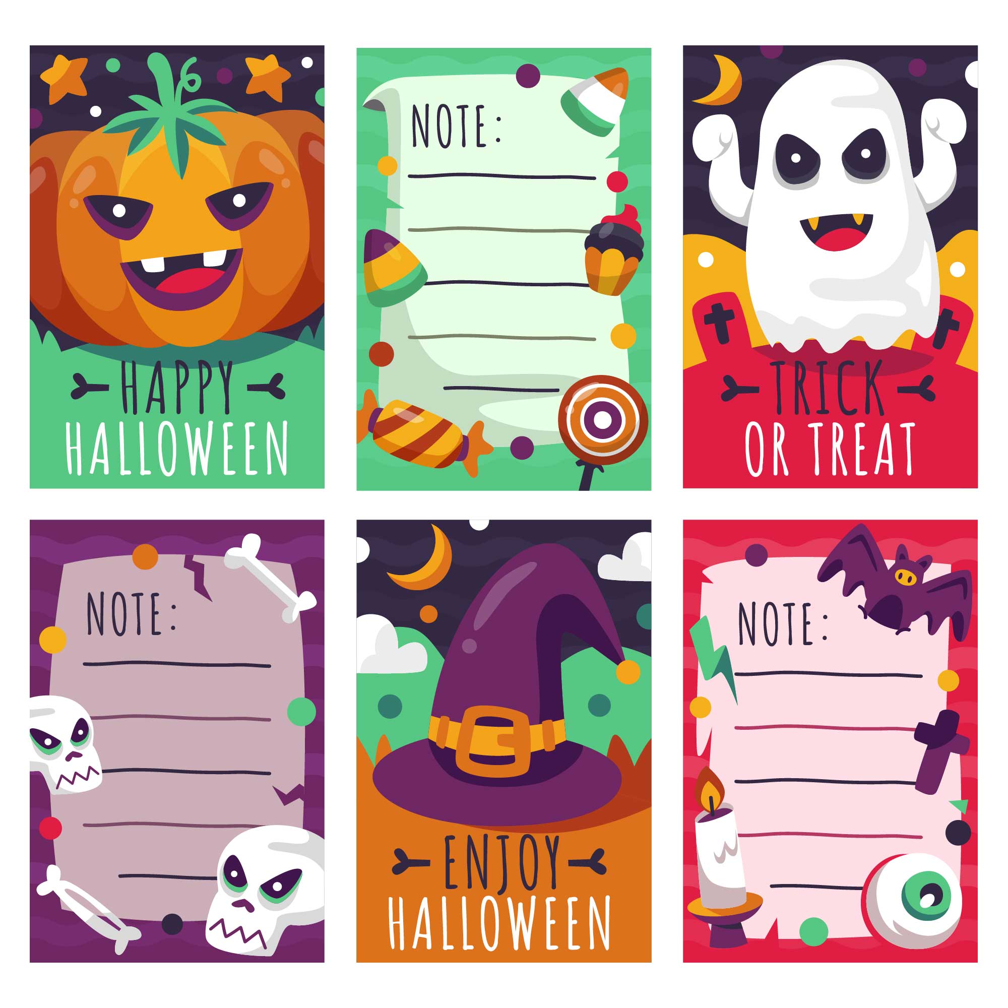 Spooky Cute Halloween Notes Template 1335138 Vector Art at Vecteezy