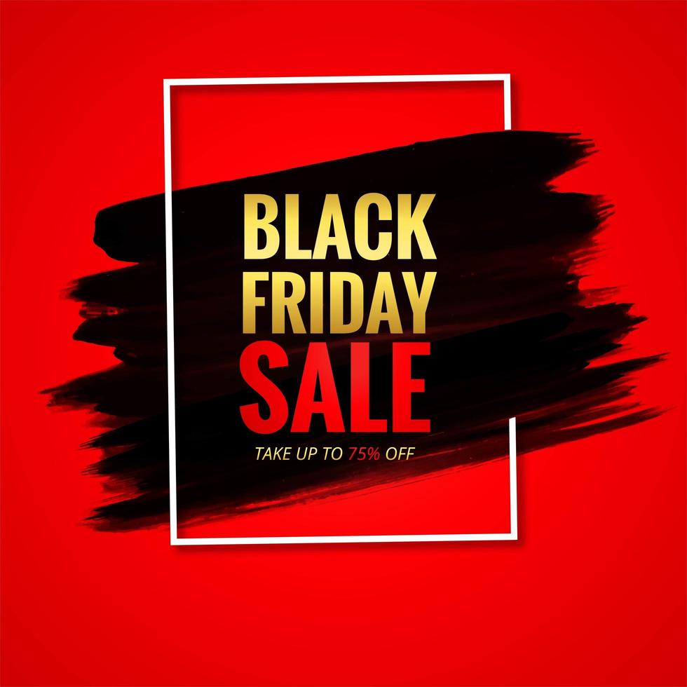 Modern black friday sale card with red background vector