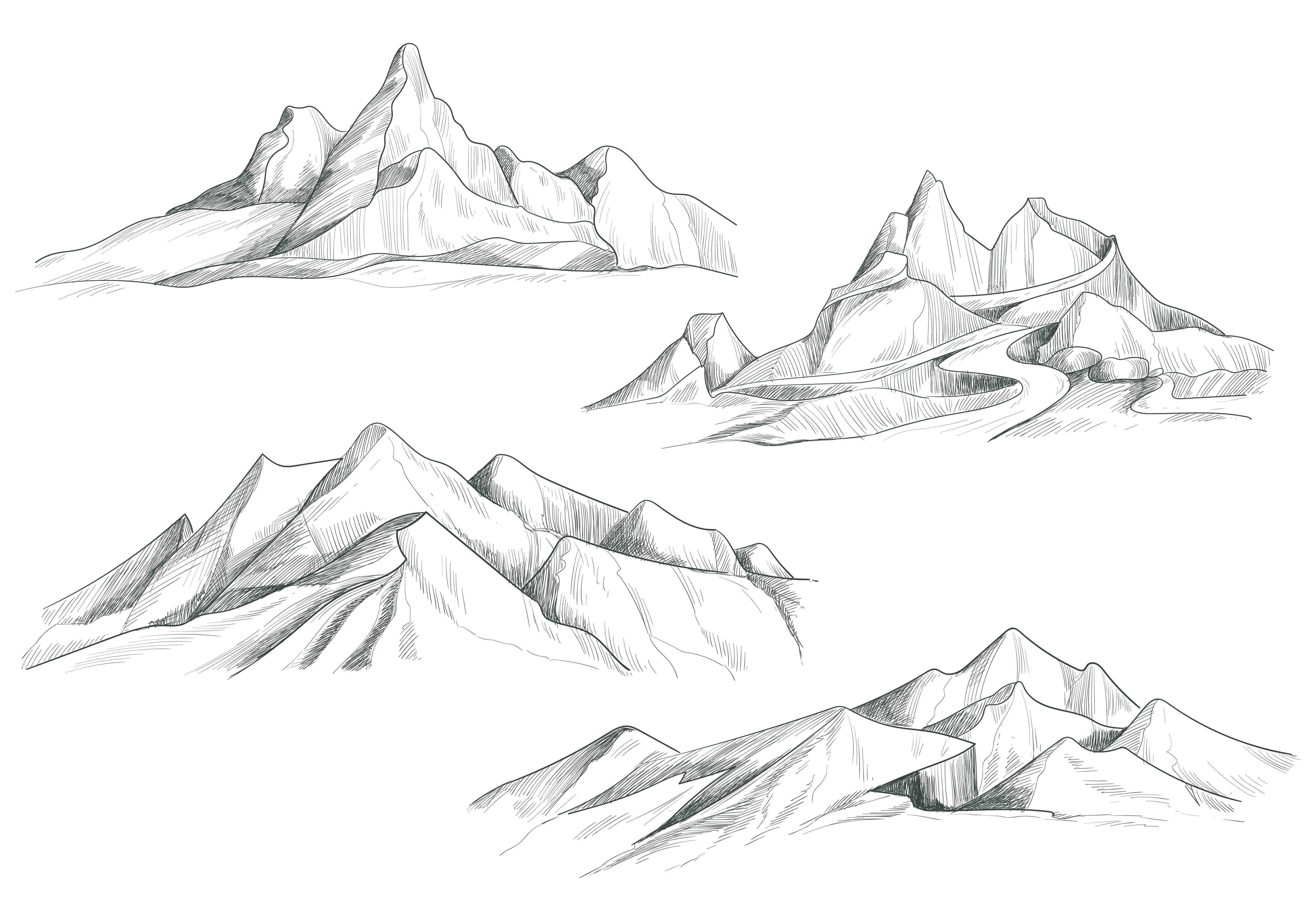 Mountain Landscape Sketch Small Alpine Resort Royalty Free Cliparts  Vectors And Stock Illustration I  Landscape sketch Landscape drawings Mountain  landscape