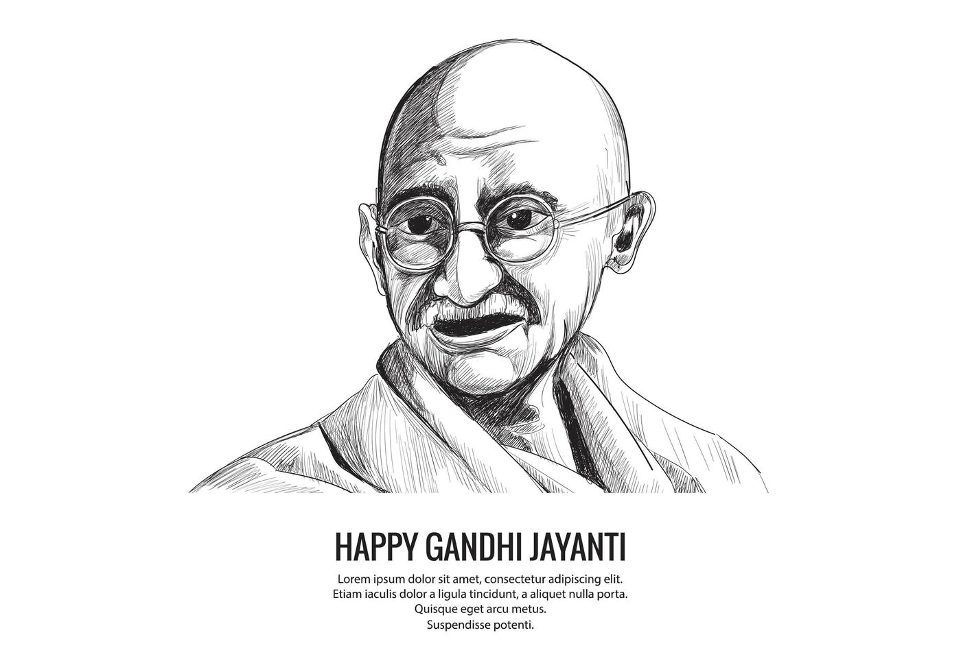 Hand Drawn Mahatma Gandhi Sketch for Gandhi Jayanti Background vector