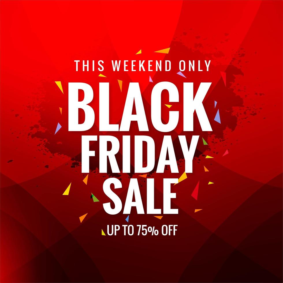 Black Friday concept sale poster on red background vector