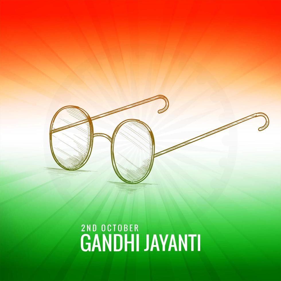 Gandhi Jayanti with Sketch Spectacles Indian Color Theme vector