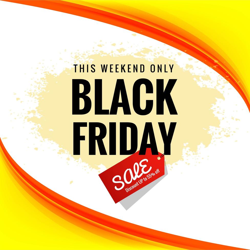 Black Friday sale poster on wave banner background vector