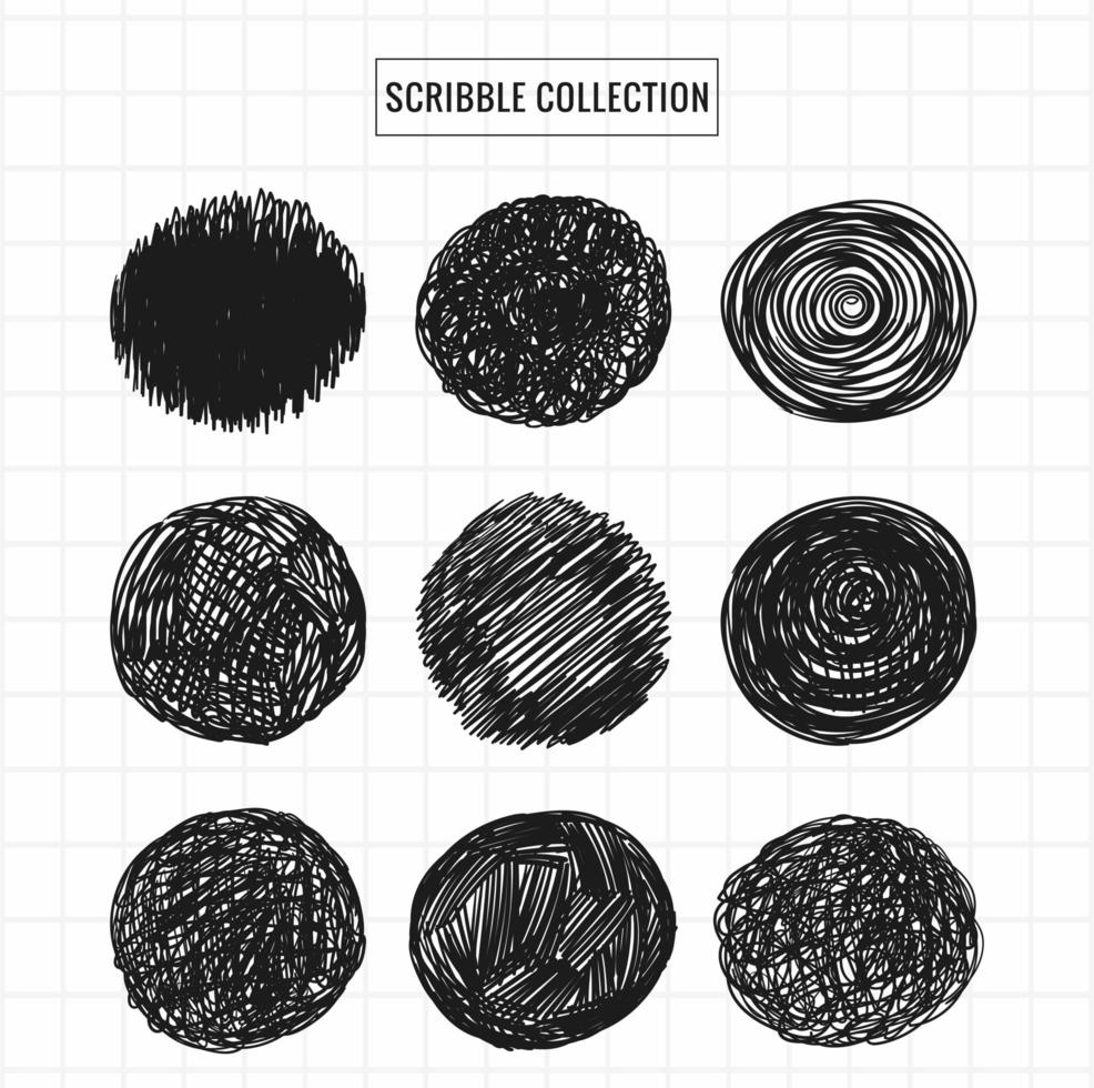 Hand Drawn Circle Scribbles Collection Set vector