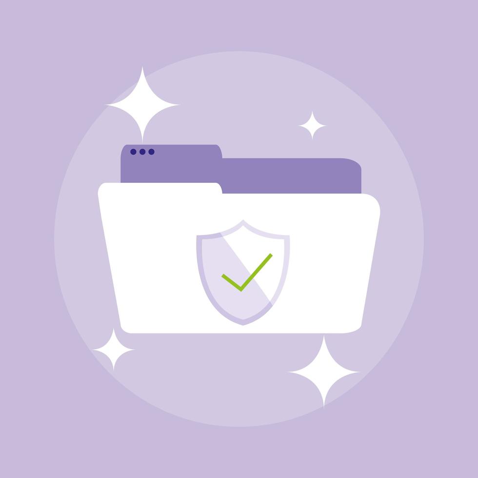 Folder document with shield and check symbol vector