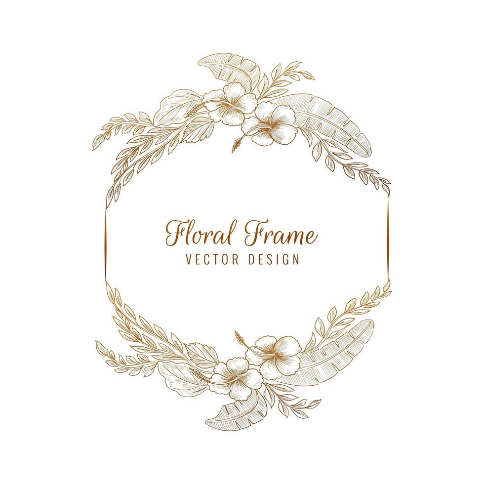 elegante fondo de marco floral de boda circular vector