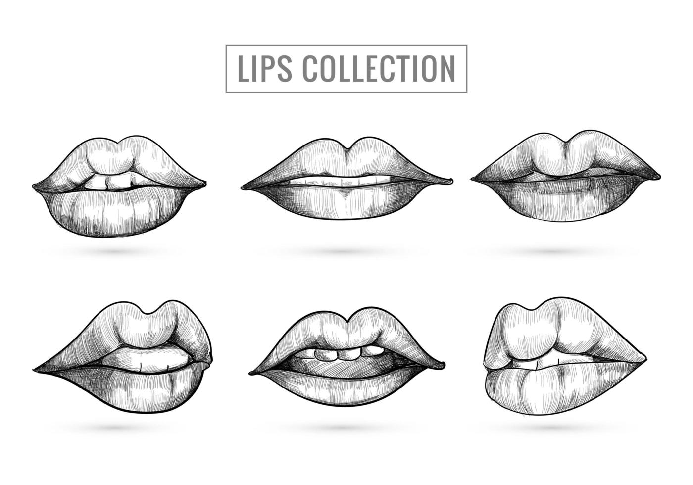 Hand Drawn Sketch Lips Collection Design vector