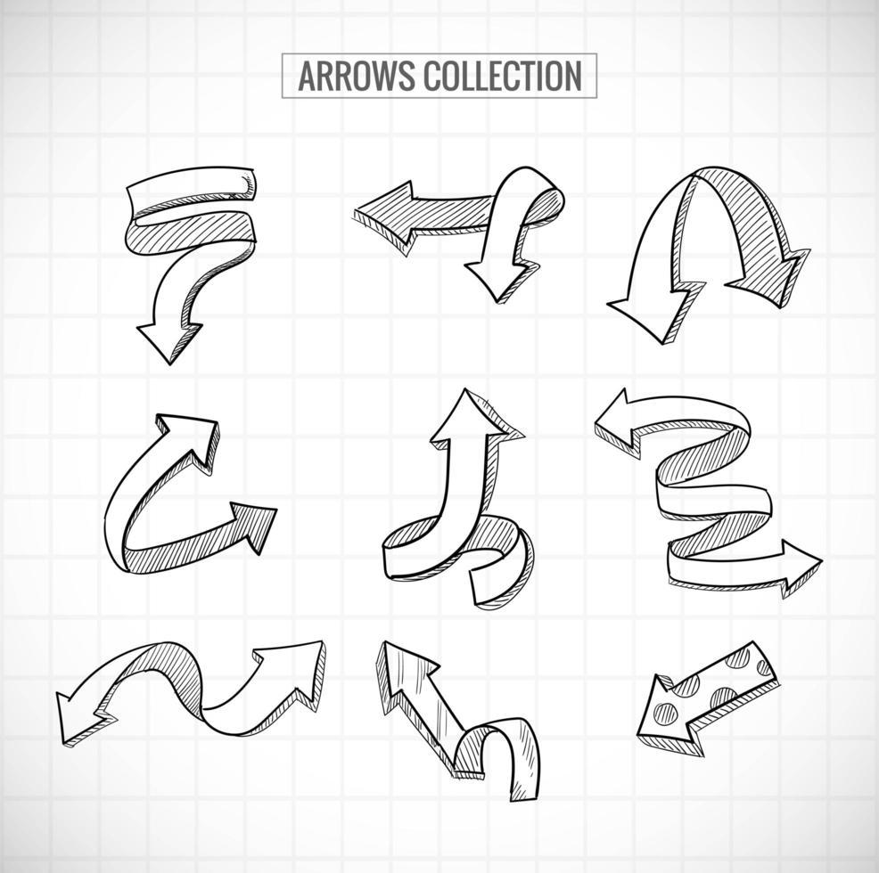 Hand Drawn Creative Business Arrow Set Design vector