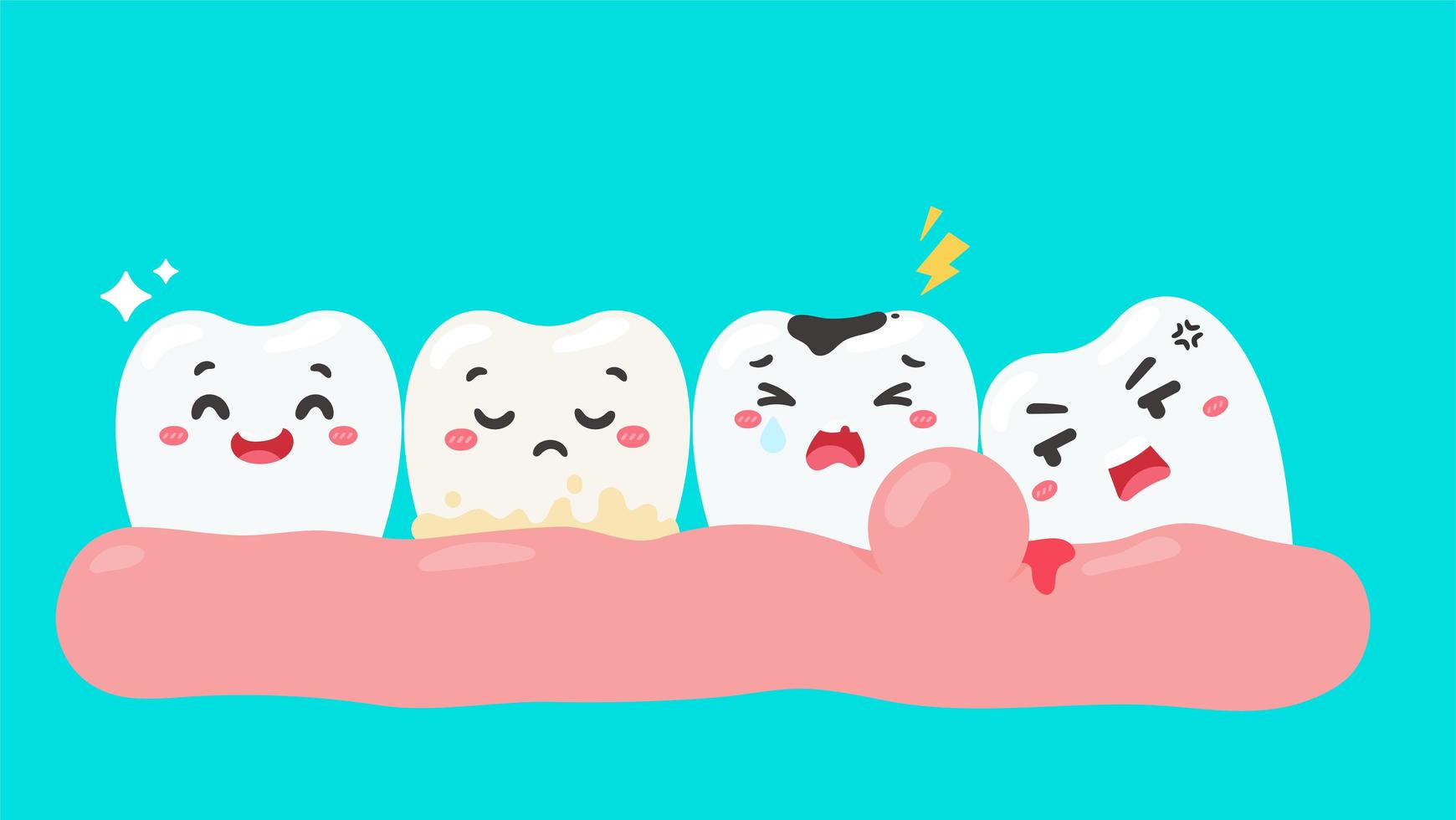 dibujos animados de dientes y encías dentro de la boca vector