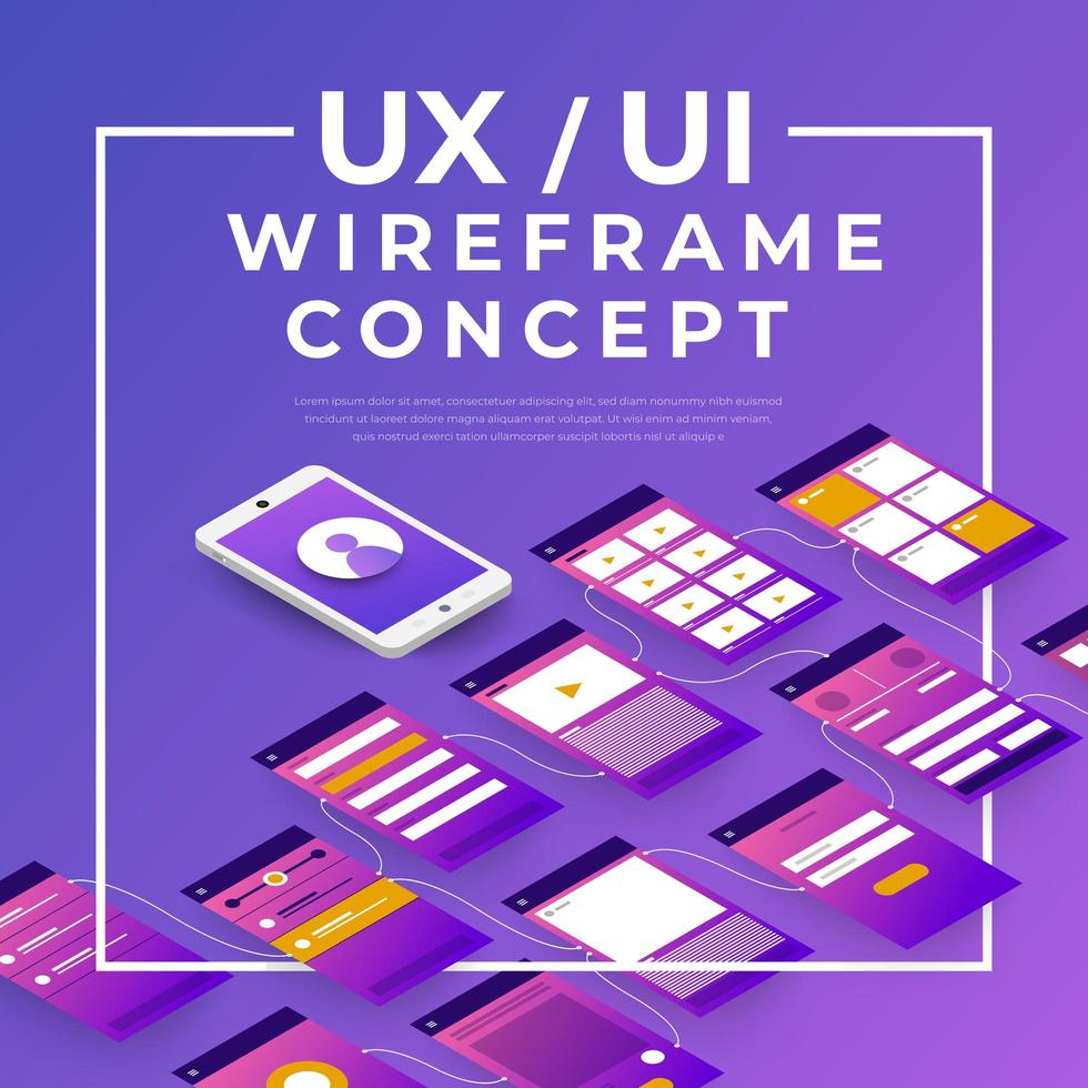 Ux Ui wireframe concept vector