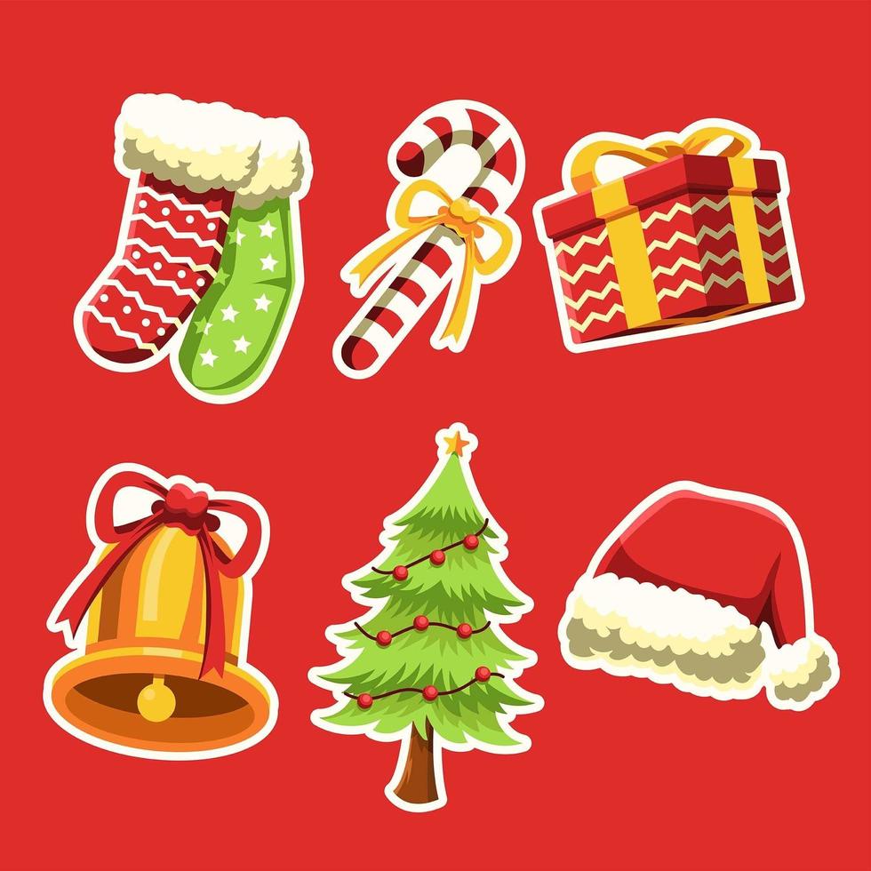 Wonderful Things On Christmas Sticker Set vector