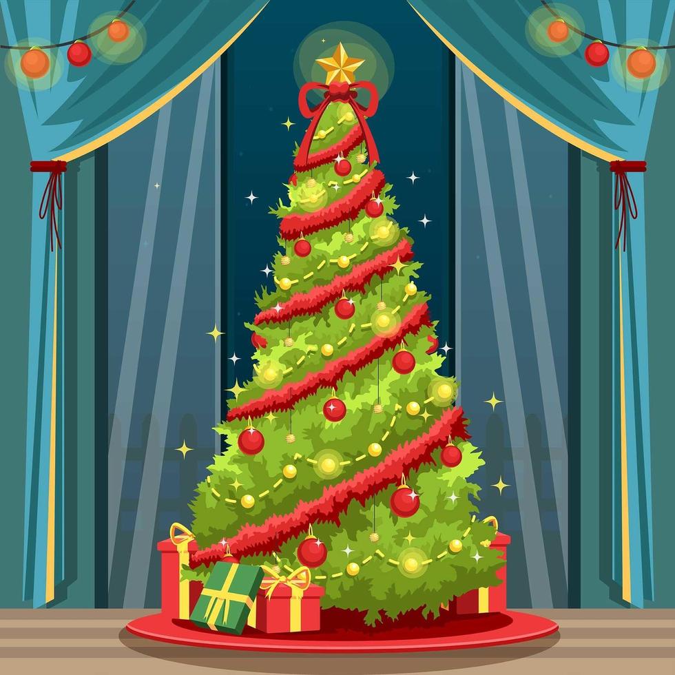 decorar la ilustración del árbol de navidad vector