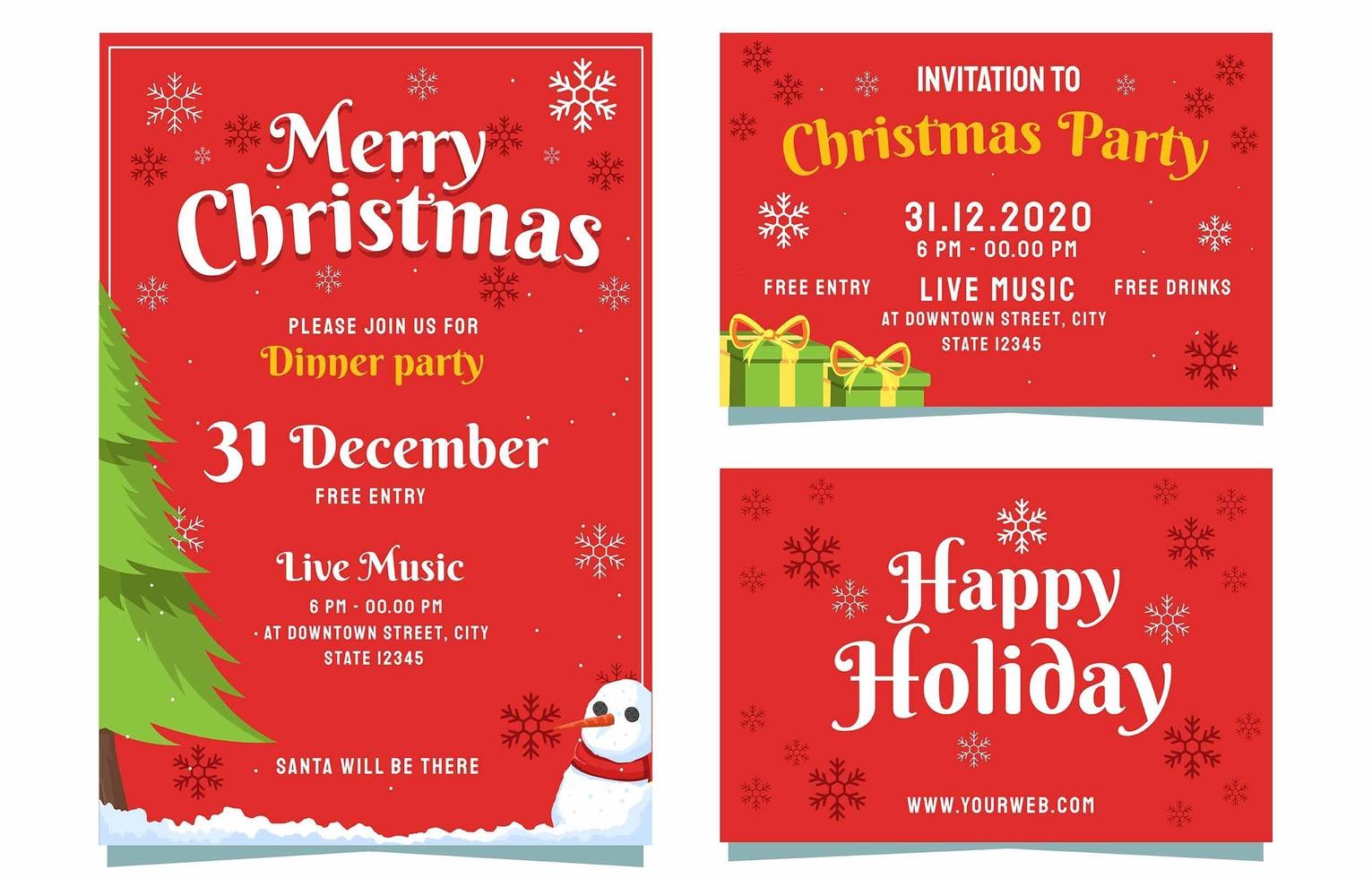 Joyfull Christmas Party Invitation Set vector