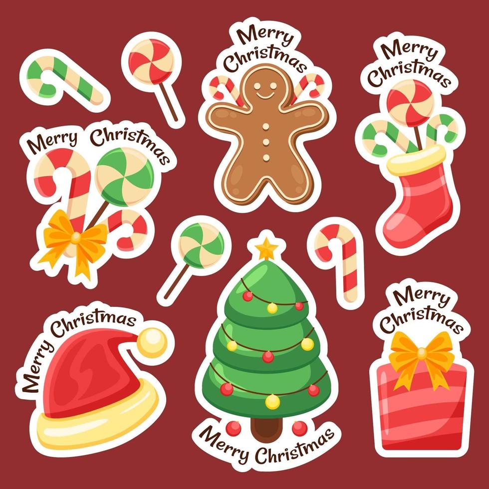 Colourful Christmas Items Sticker Collection vector