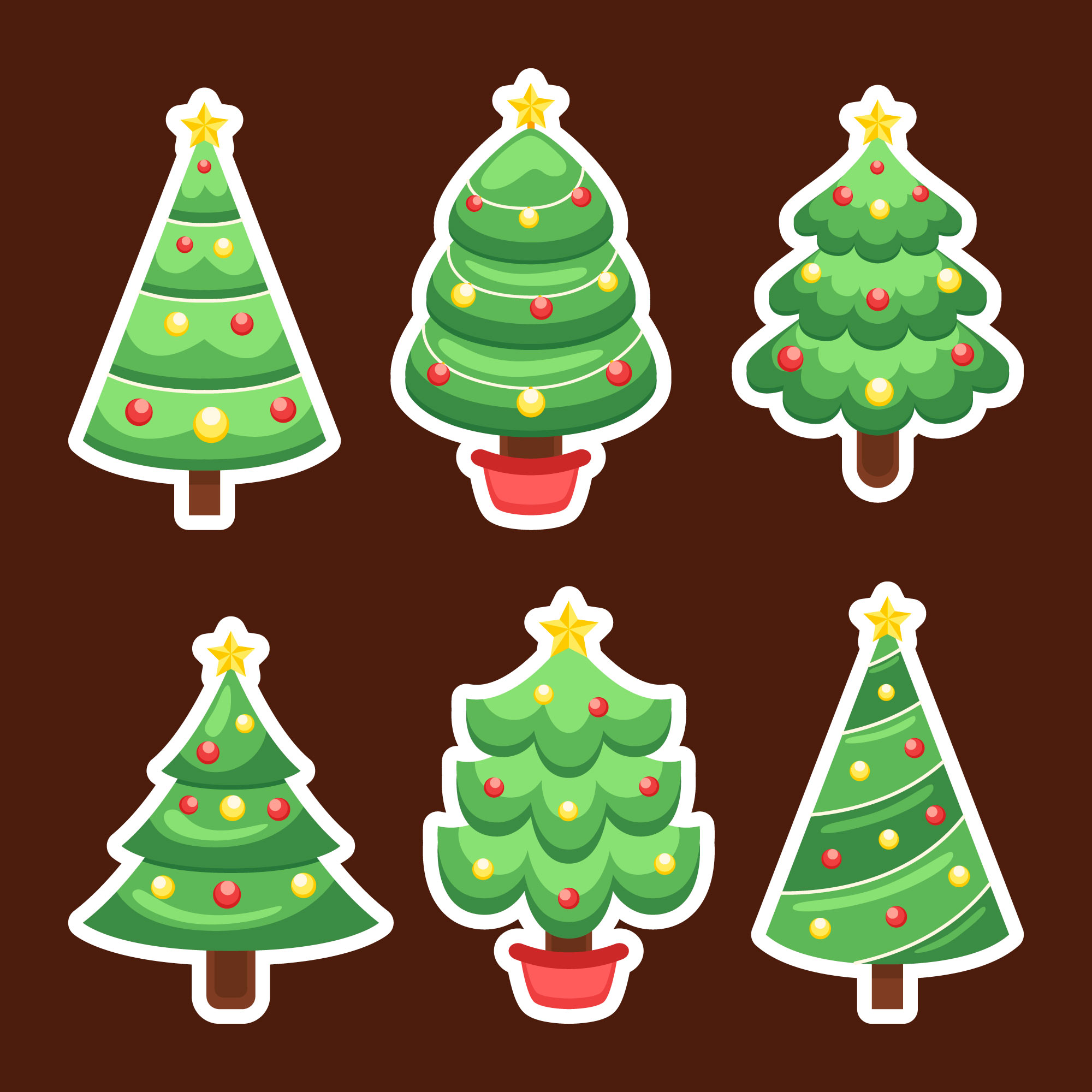 Cute Christmas Tree Sticker Collection 1337769 Vector Art at Vecteezy