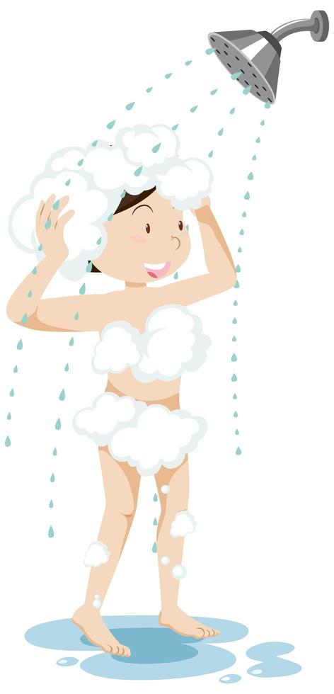 Girl taking a shower vector