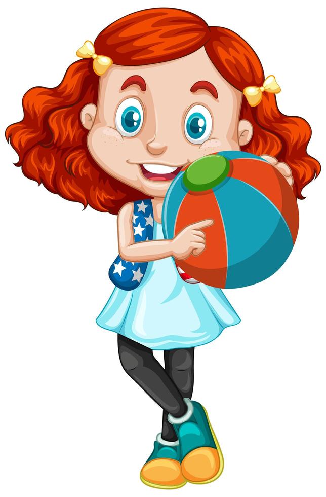 Red heard girl holding a ball vector