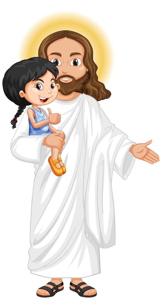 Jesus carrying a little girl vector