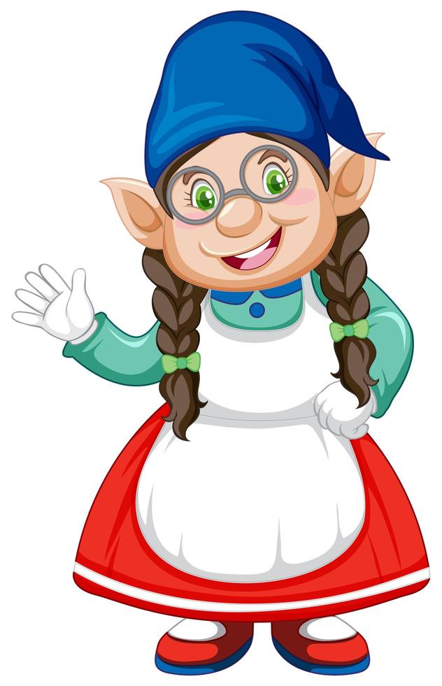 Gnome lady character waving vector