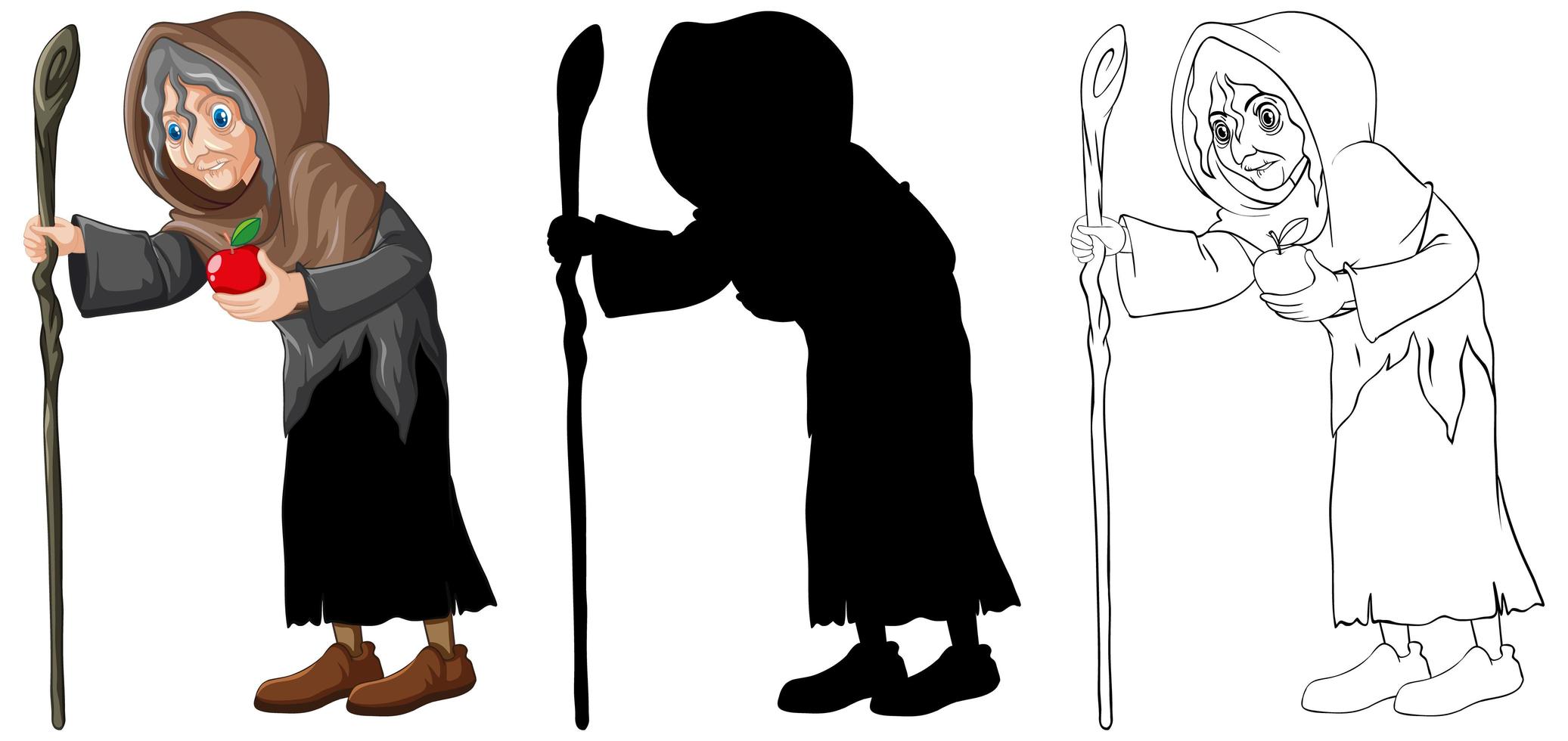 Old witch character set vector