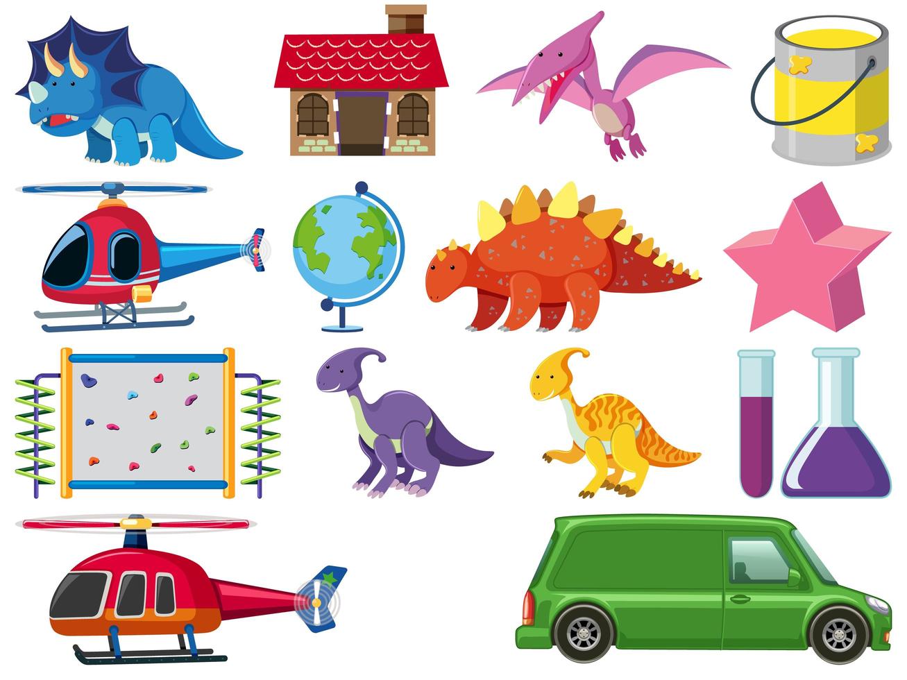 conjunto de juguetes de dibujos animados para niños vector