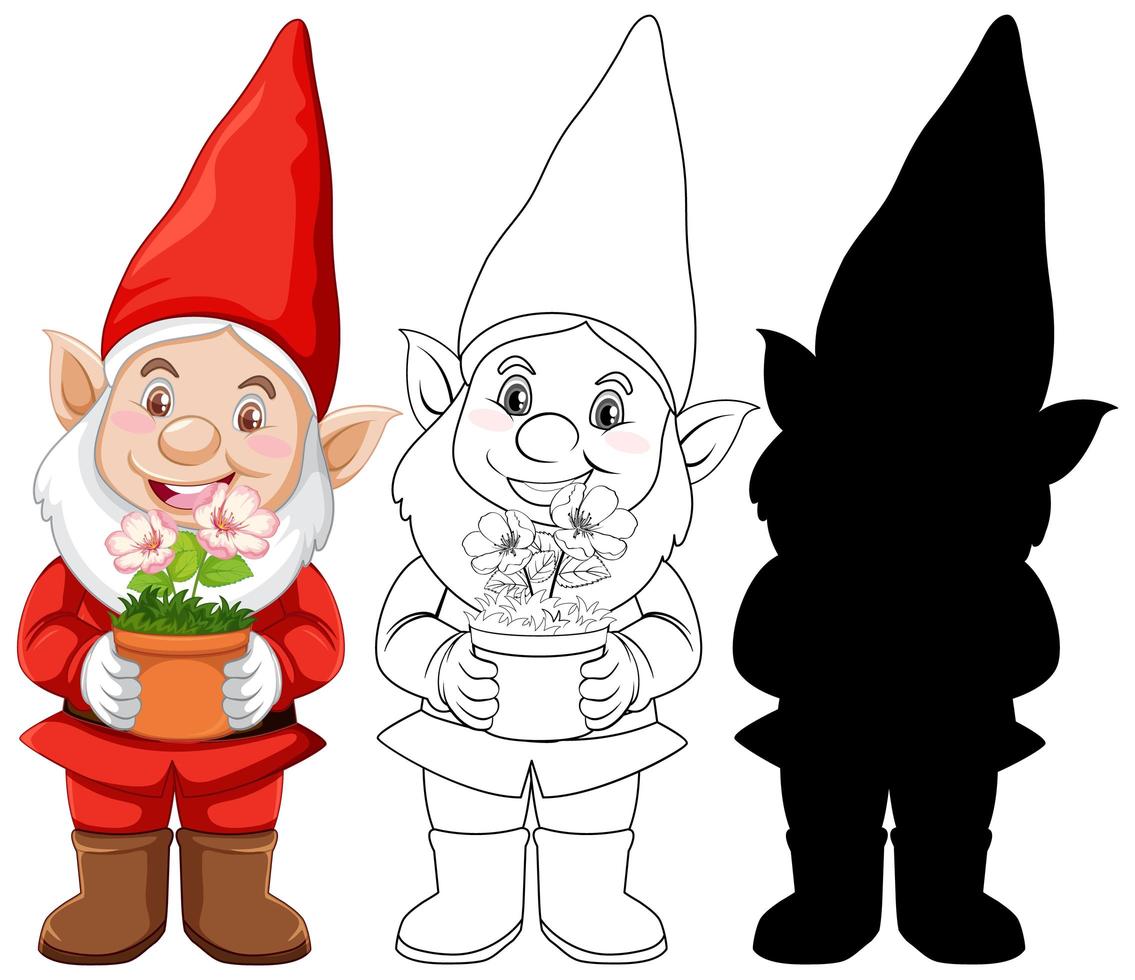 Red gnome character set vector