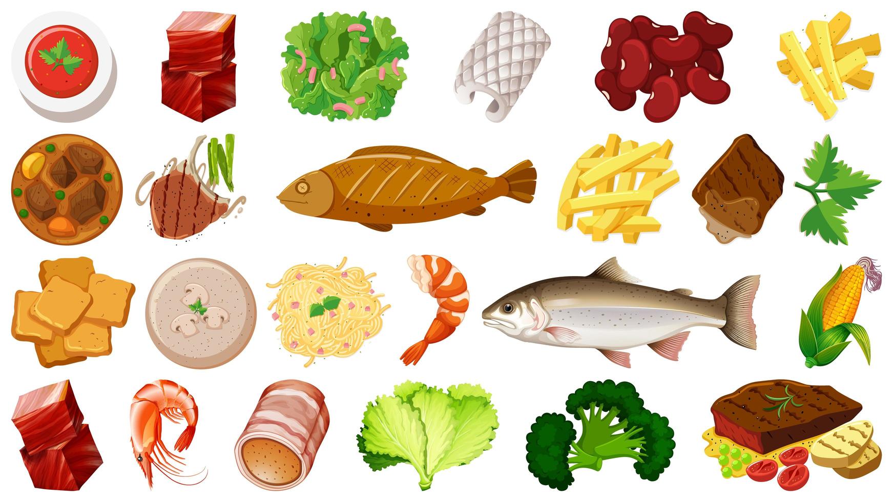 Set of fresh food ingredients vector