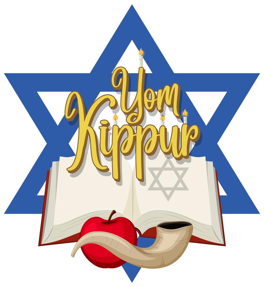 Happy Yom Kippur banner with shofar vector