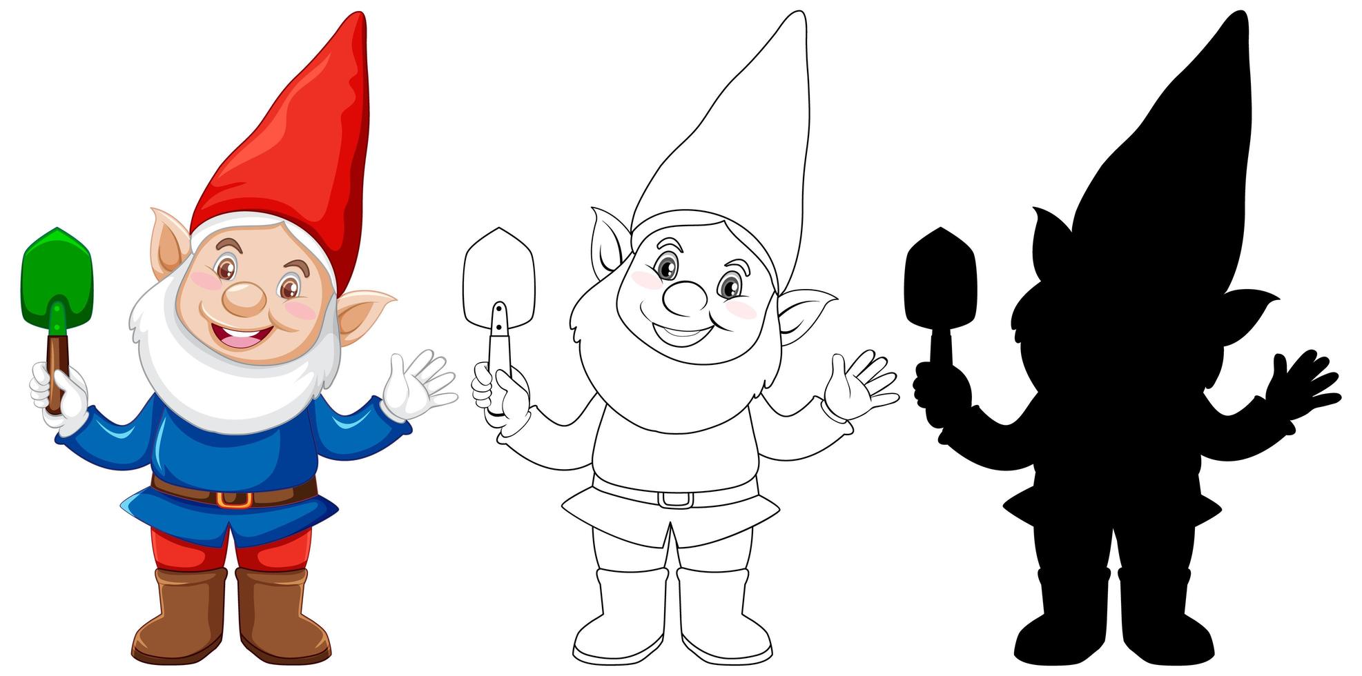 Garden gnome character set vector