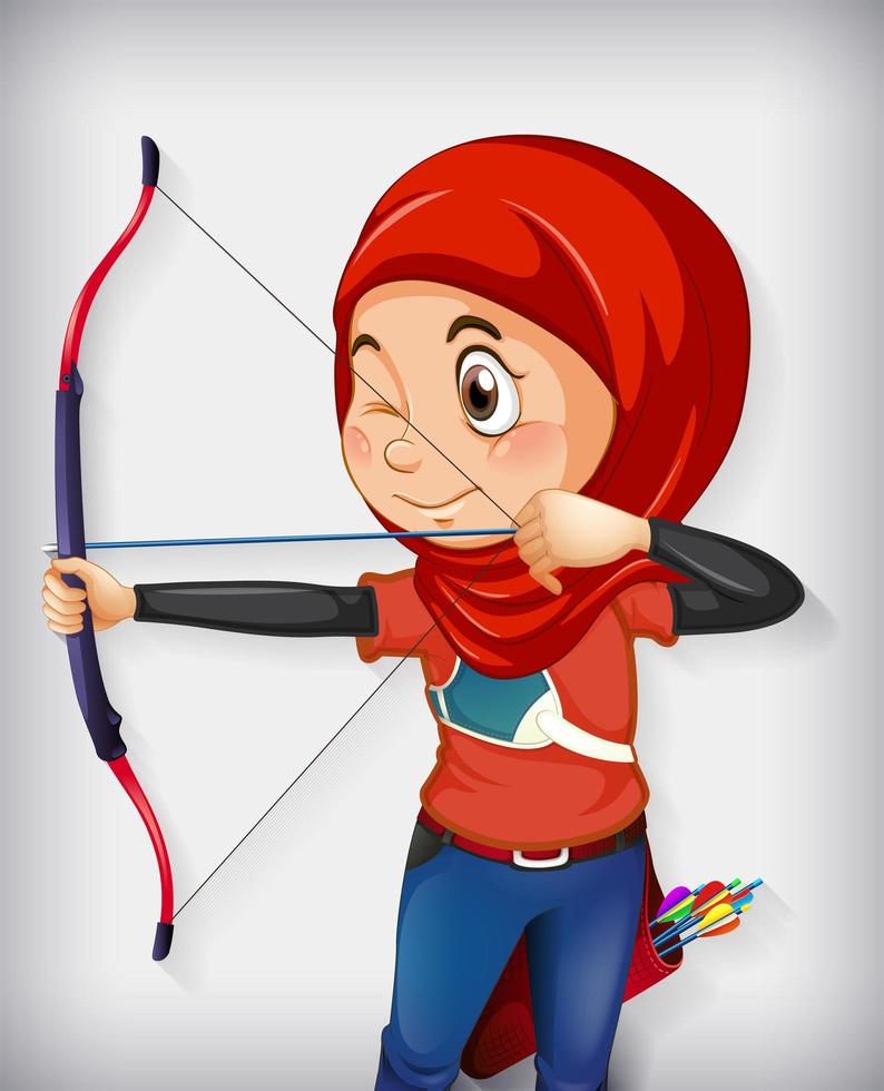 Muslim archer girl character vector