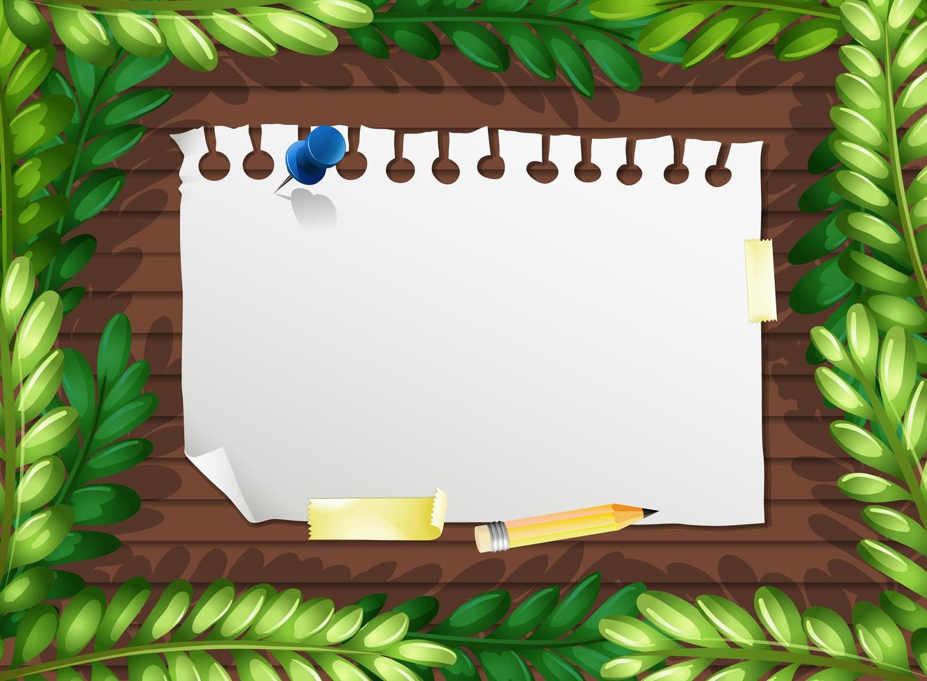 Foliage and blank paper banner template vector