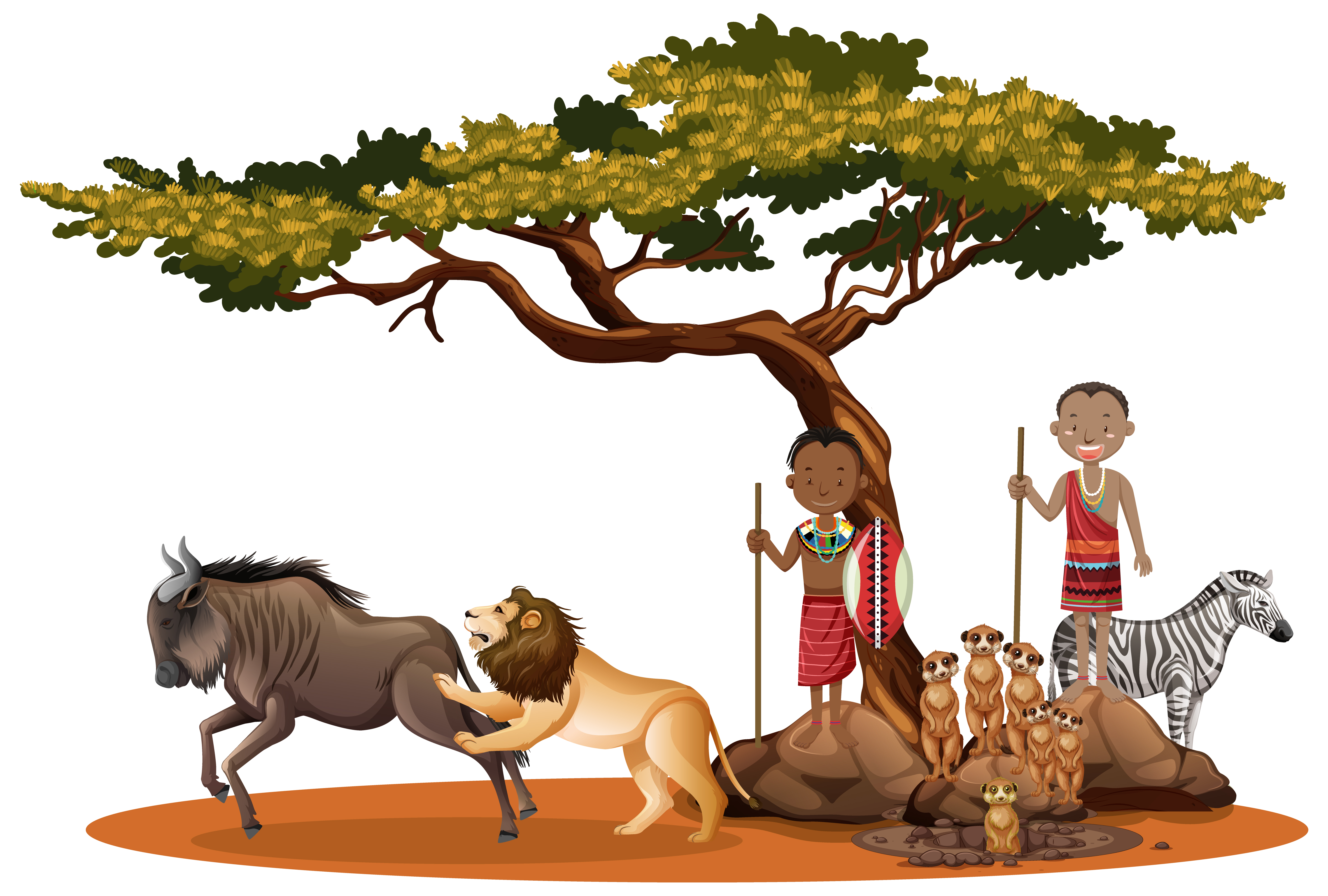 African native people with wild animals outdoors 1337887 Vector Art at  Vecteezy