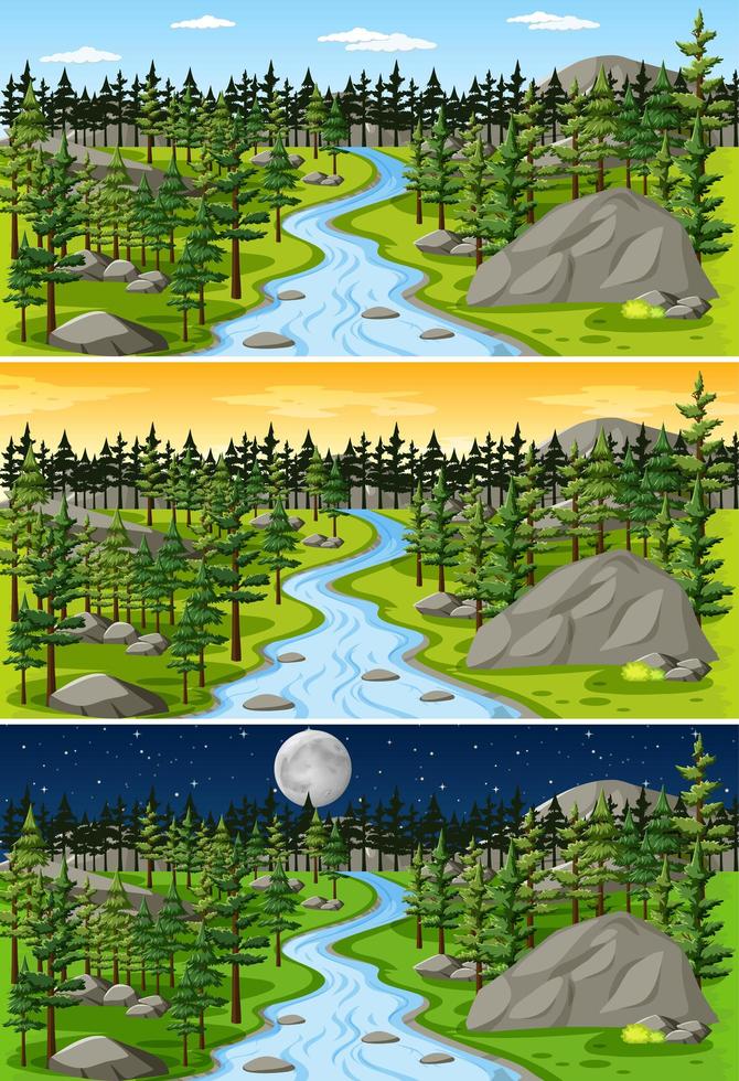 paisaje natural en diferentes momentos del día. vector