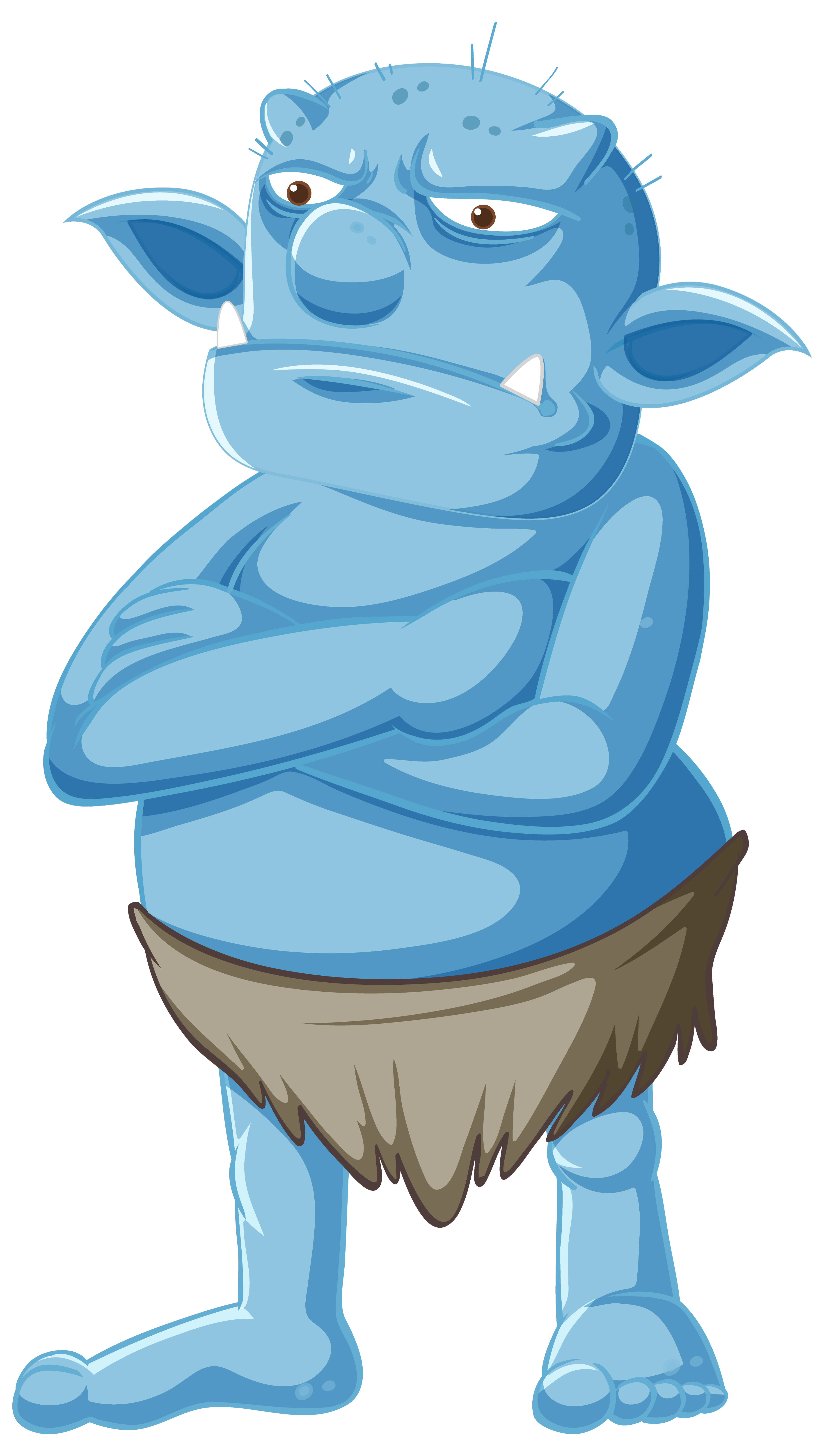 Blue grumpy goblin character standing 1337890 Vector Art at Vecteezy