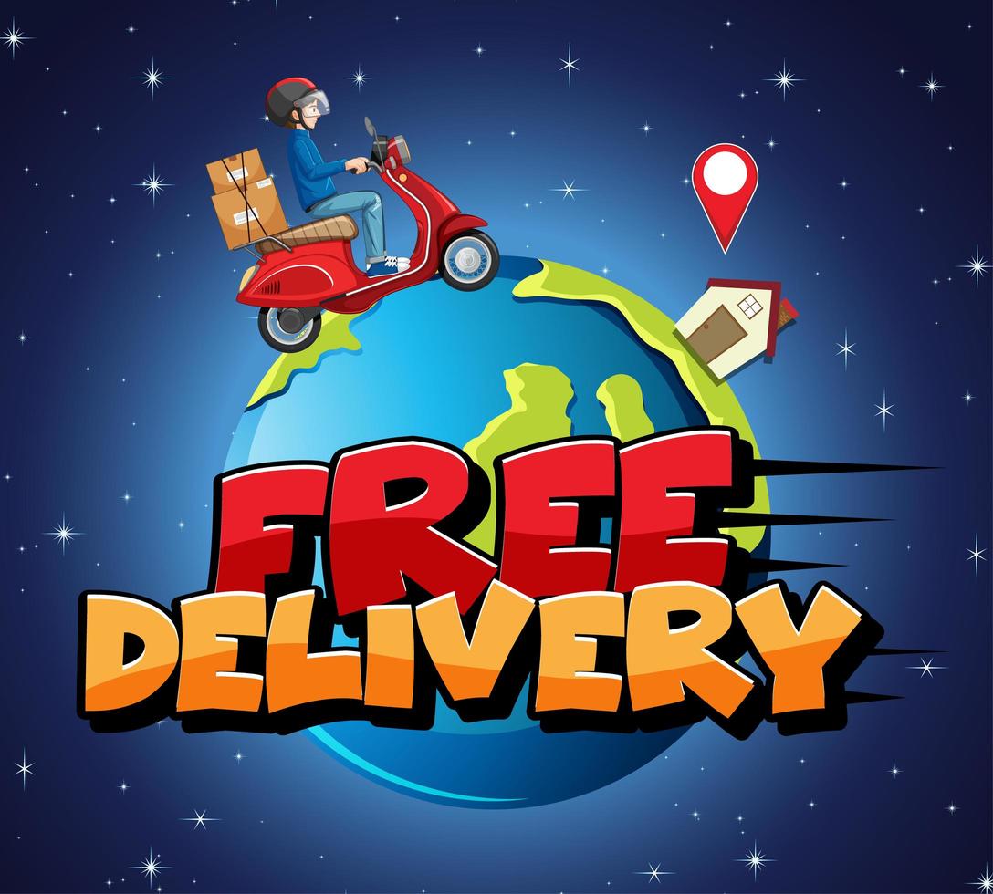 Free delivery design with courier man vector