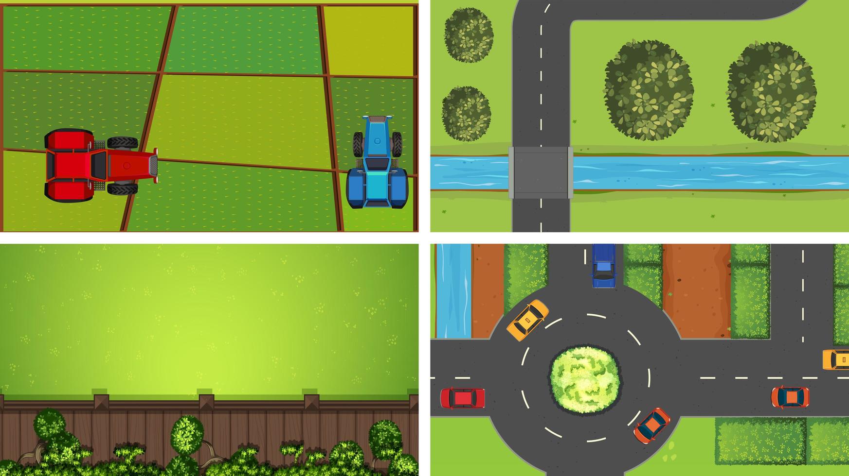 Set of rural aerial scenes vector