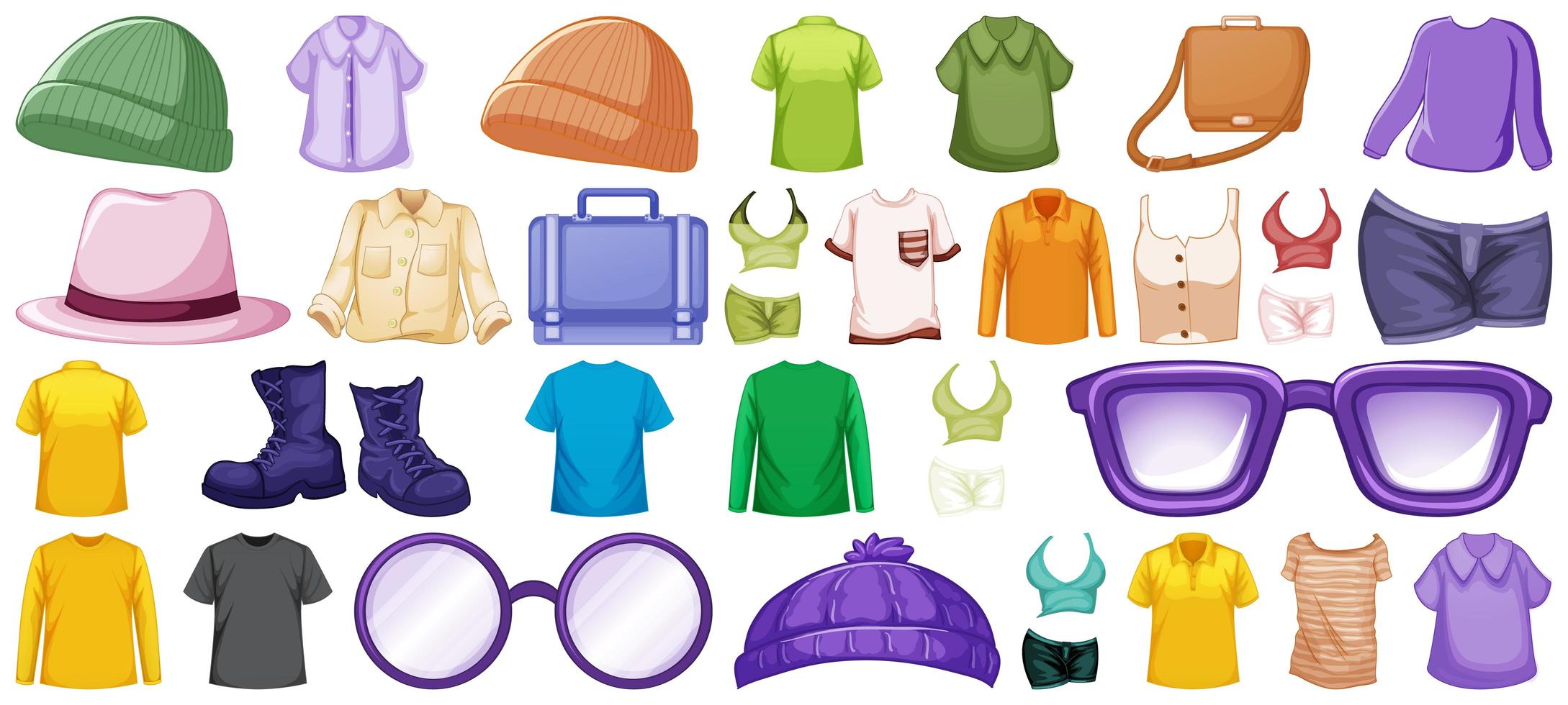 Set of fashion outfits and accessories  vector